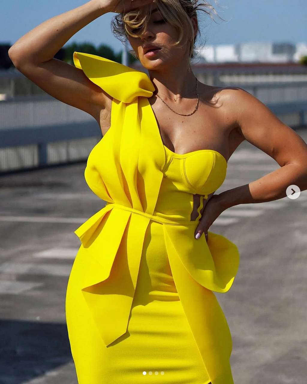 One-Shoulder Asymmetric Midi Dress