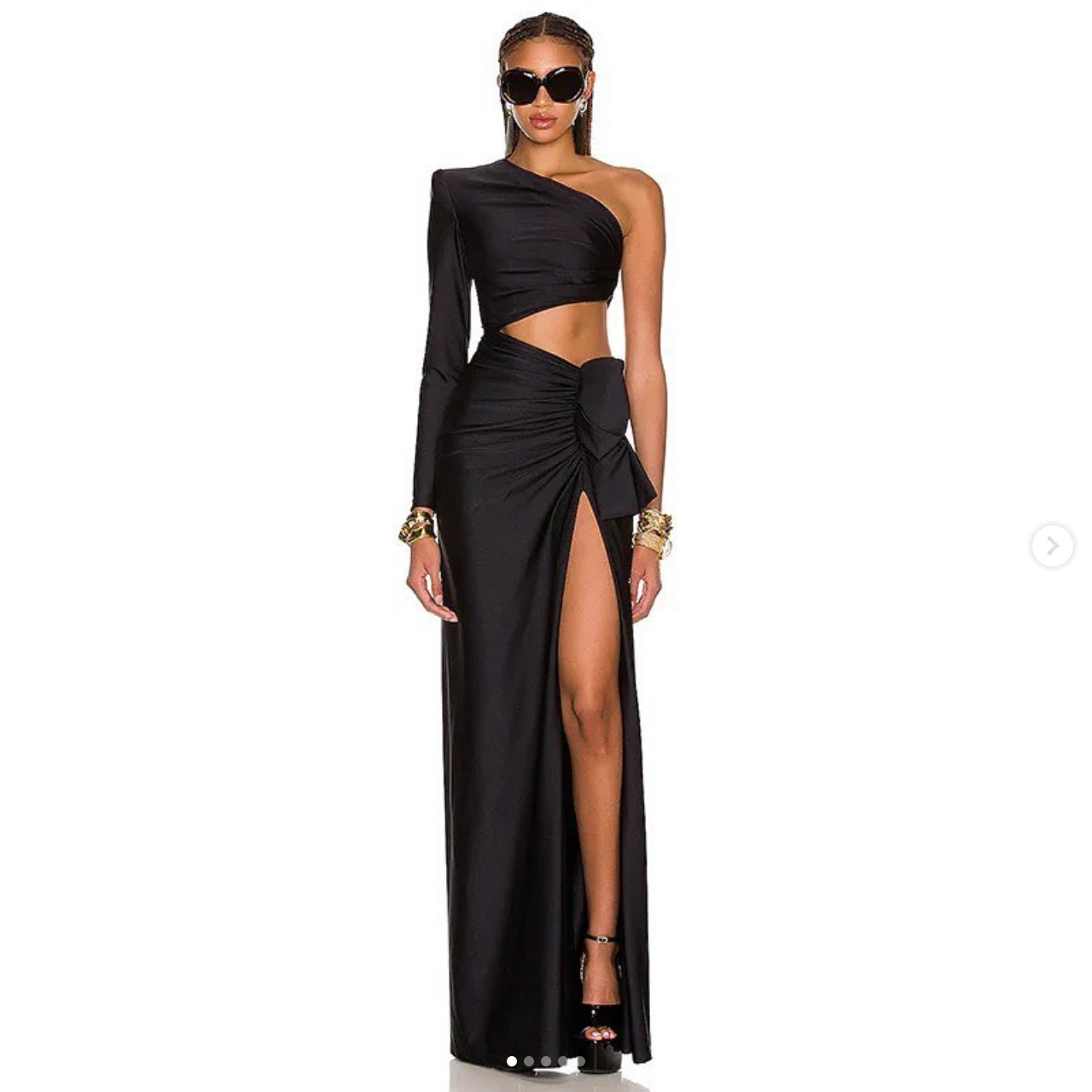 Black One-Shoulder Cut-Out Maxi Dress