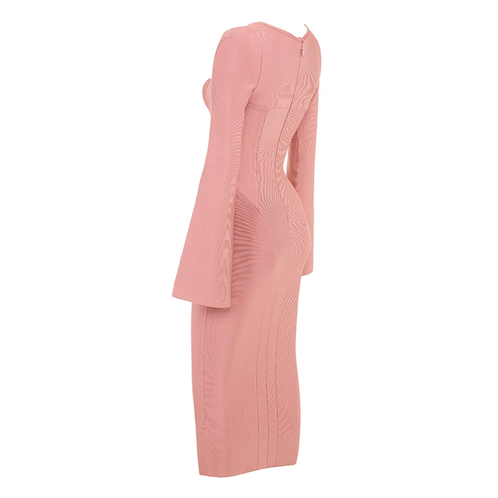 Elegant Sculpted Bodycon Midi Dress
