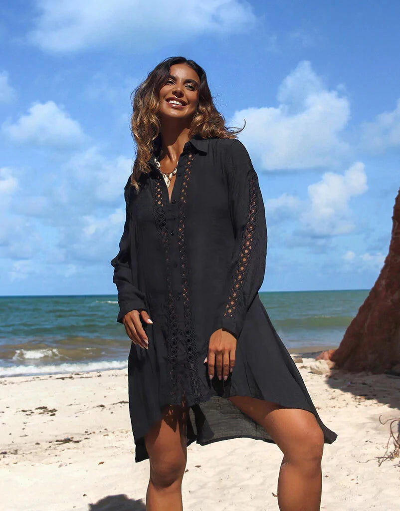 Sheer Printed Maxi Cover-Up Dress