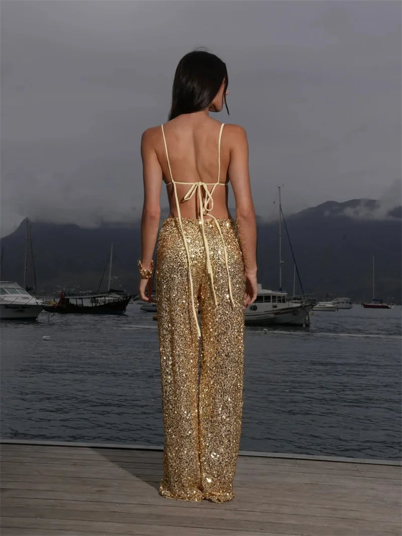 Golden Sequin Two-Piece Set