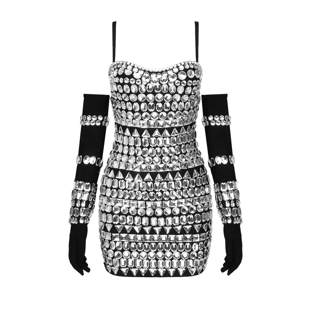 Crystal Embellished Mini Dress