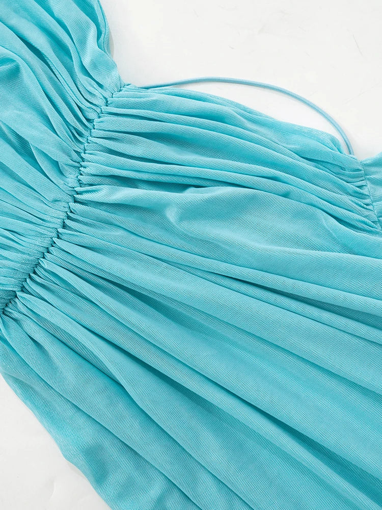 Aqua Draped Mini Dress