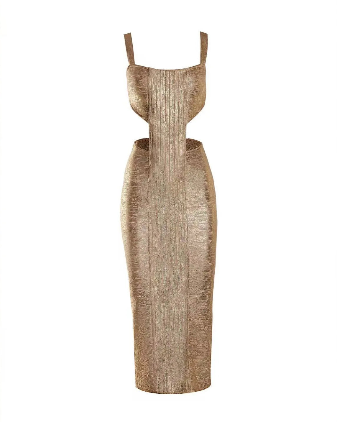 Gold Cut-Out Midi Dress