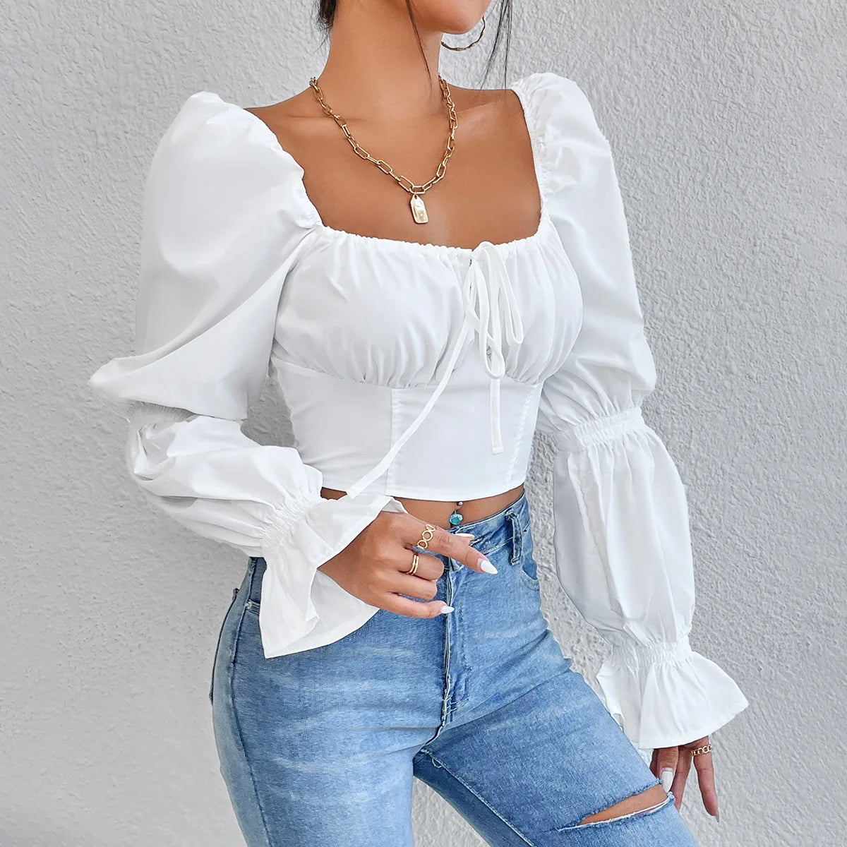 Romantic Puff Sleeve Corset Top