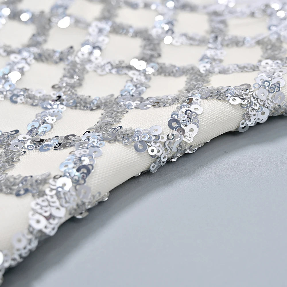 Feather Trim Sequin Midi Dress