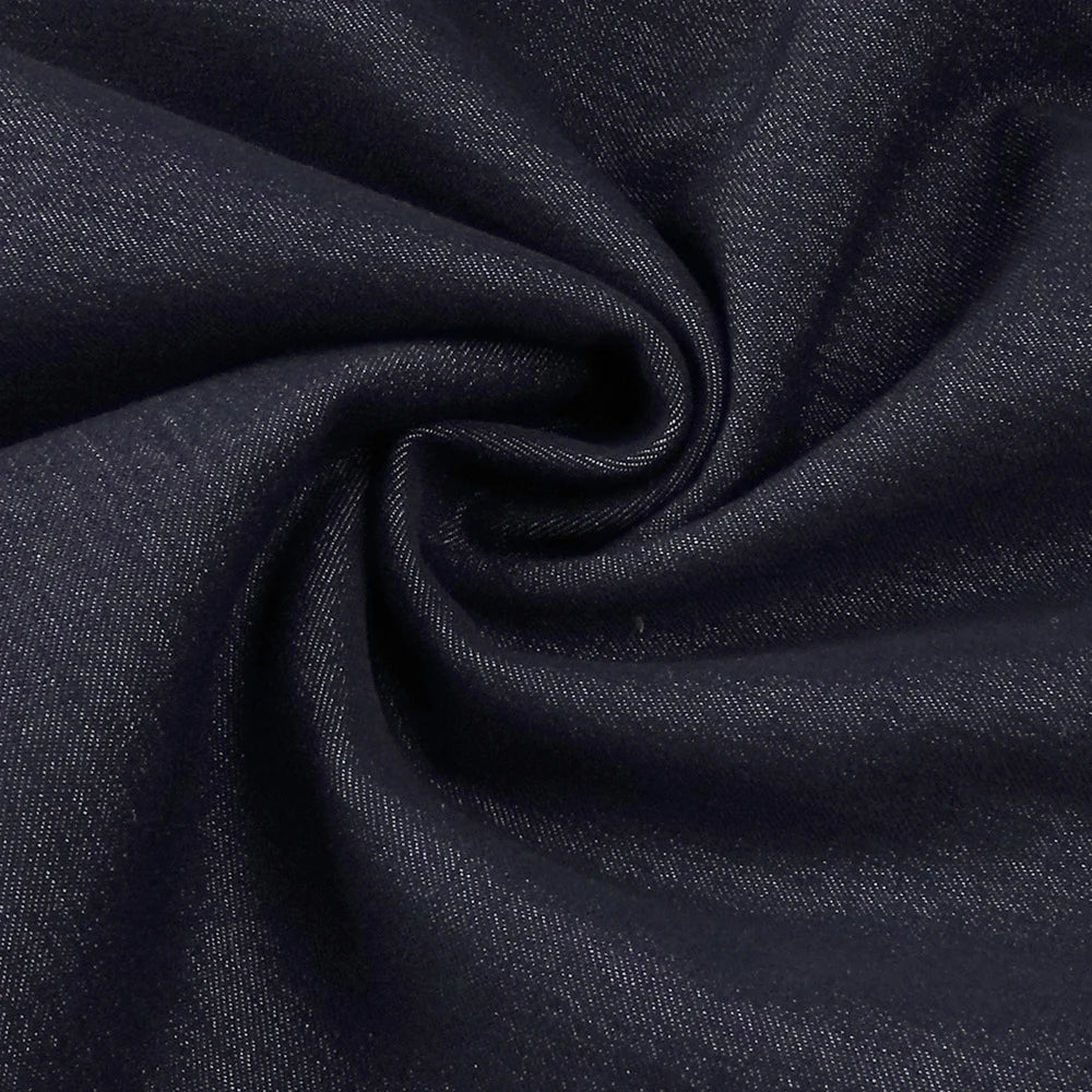 Dark Denim Halter Maxi Dress | Zipper Front Bodycon, Pockets