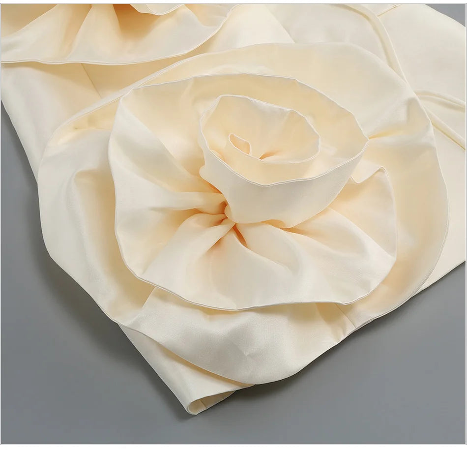 Strapless Floral Satin Mini Dress