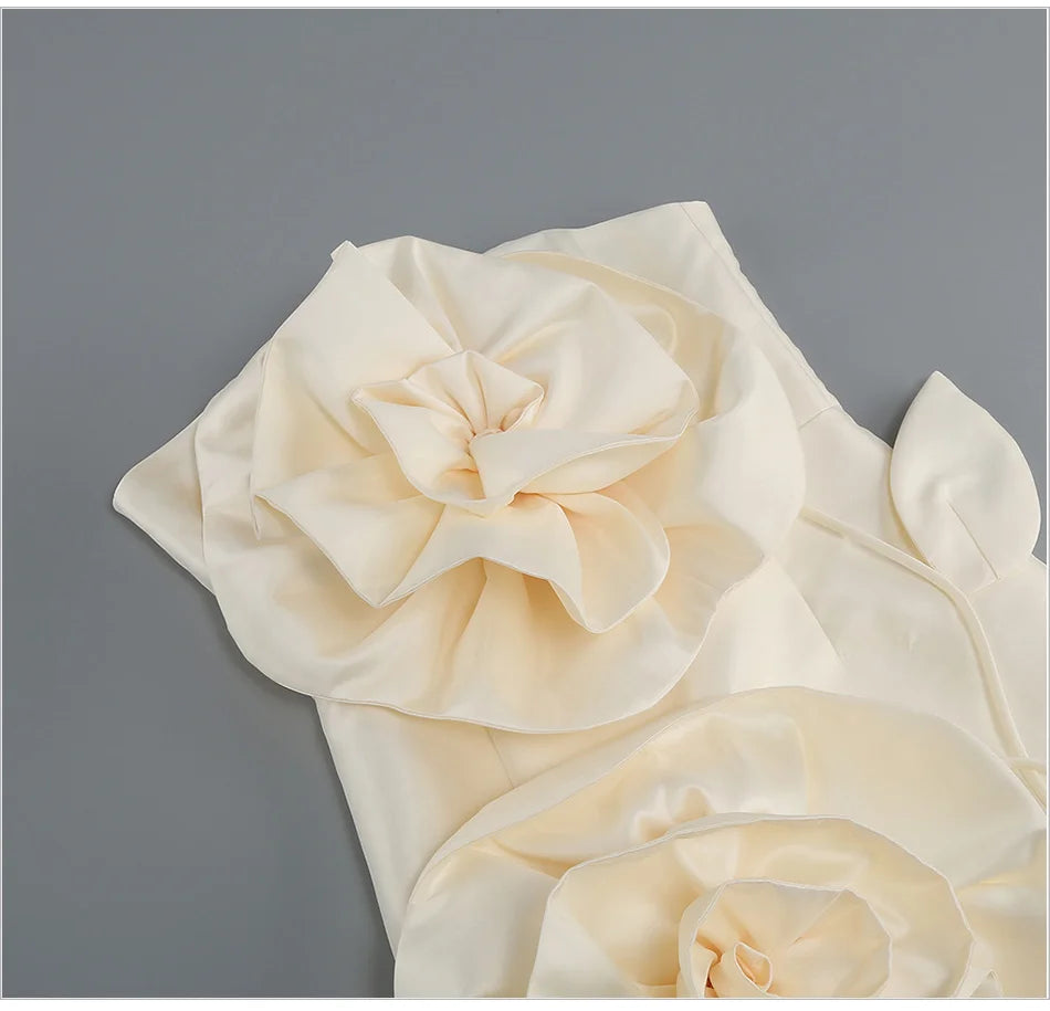 Strapless Floral Satin Mini Dress