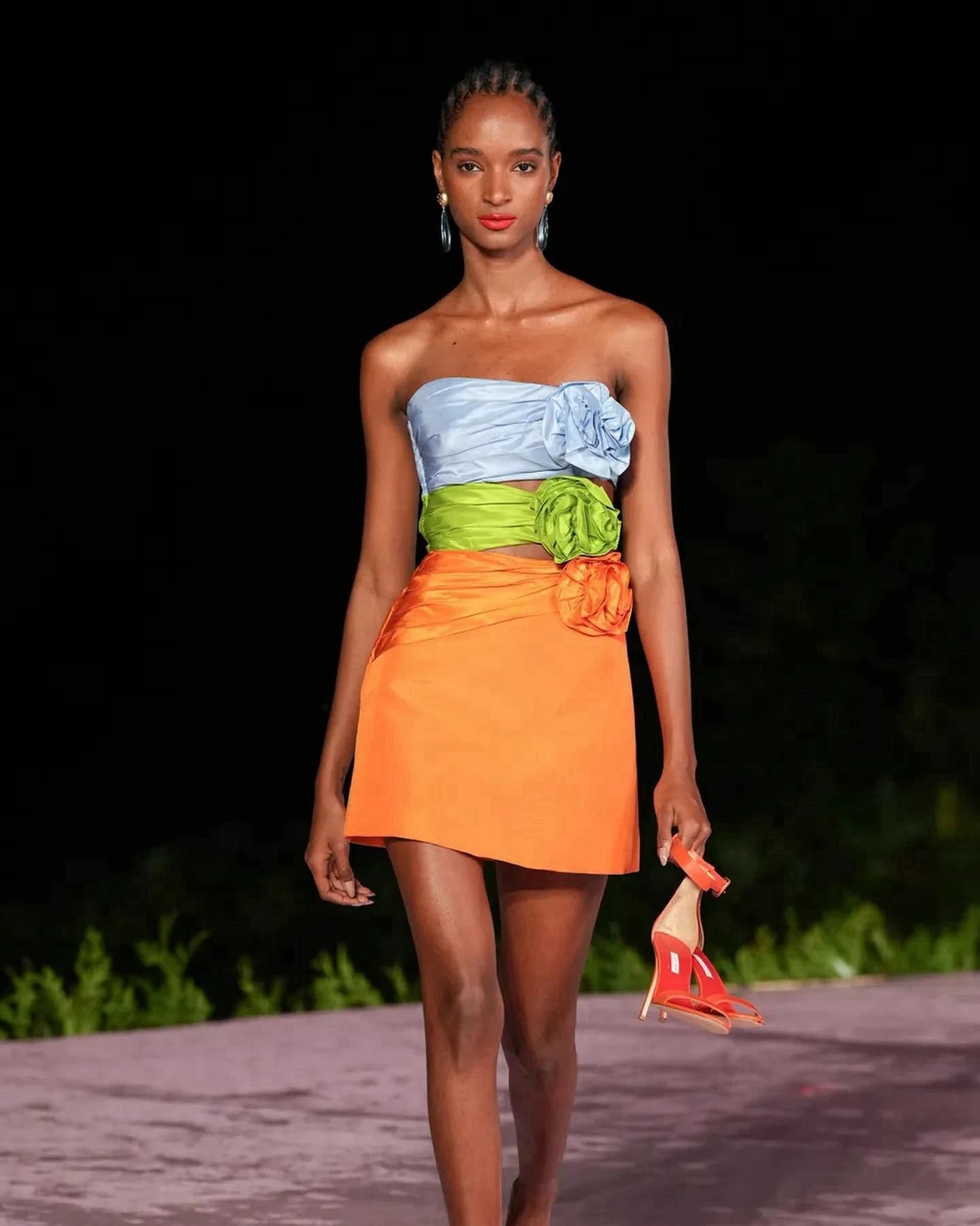 Colorblock Strapless Satin Mini Dress