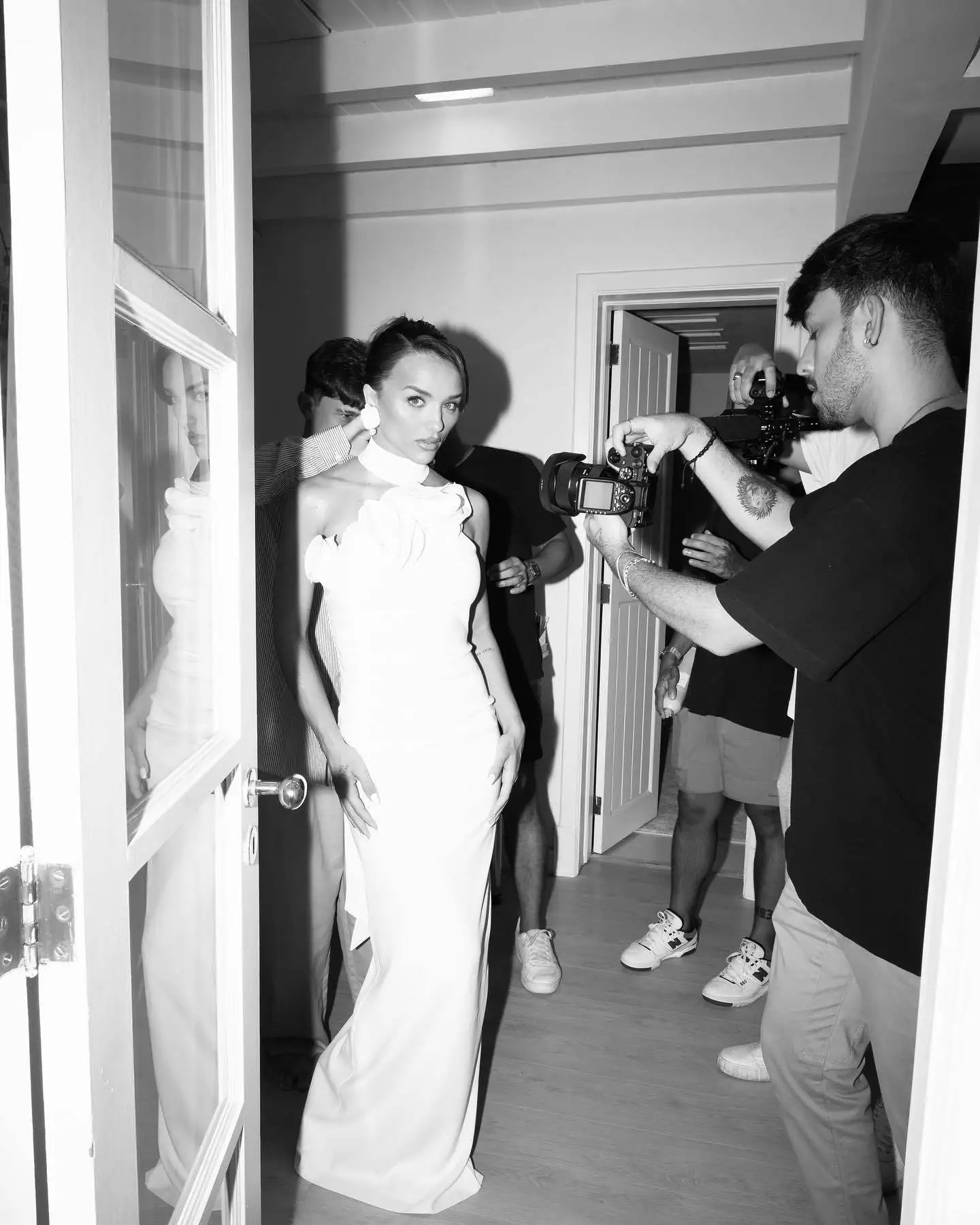 Elegant Rose Halter Maxi Dress