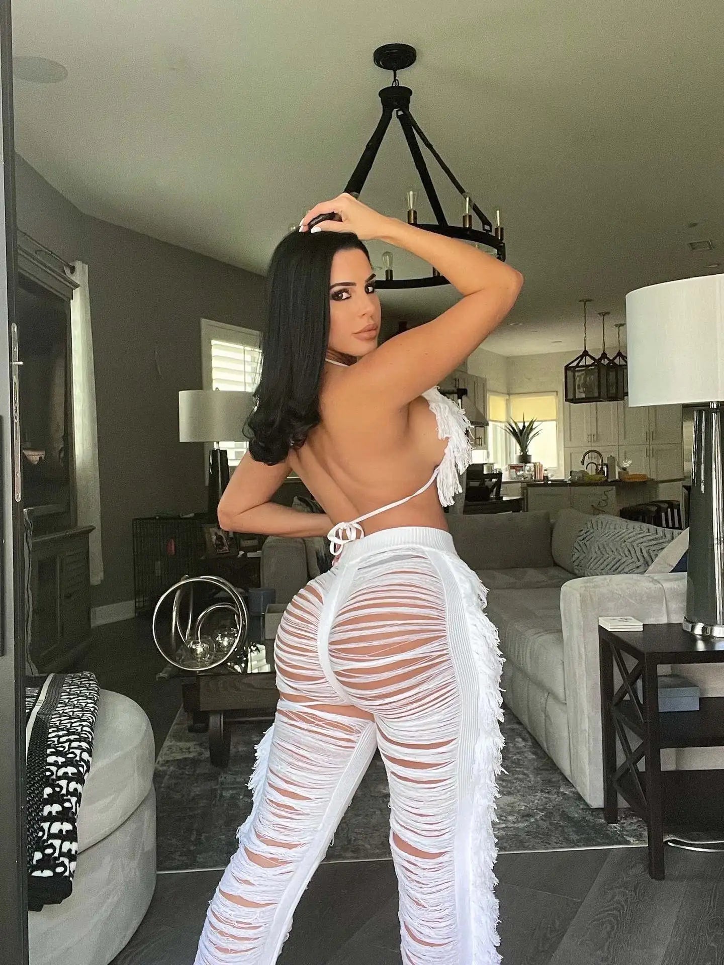 Fringe Cut-Out Statement Pants