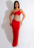 Crystal Chain Illusion Maxi Dress