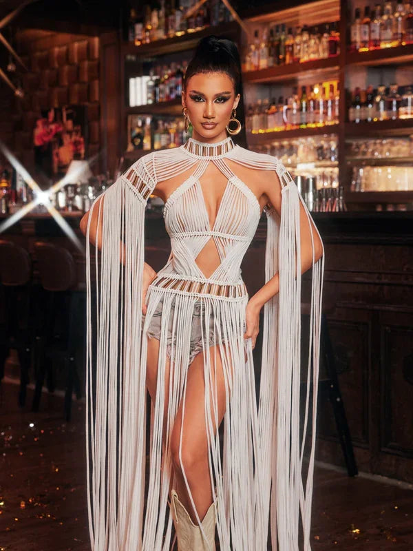 Fringe Macramé Statement Dress