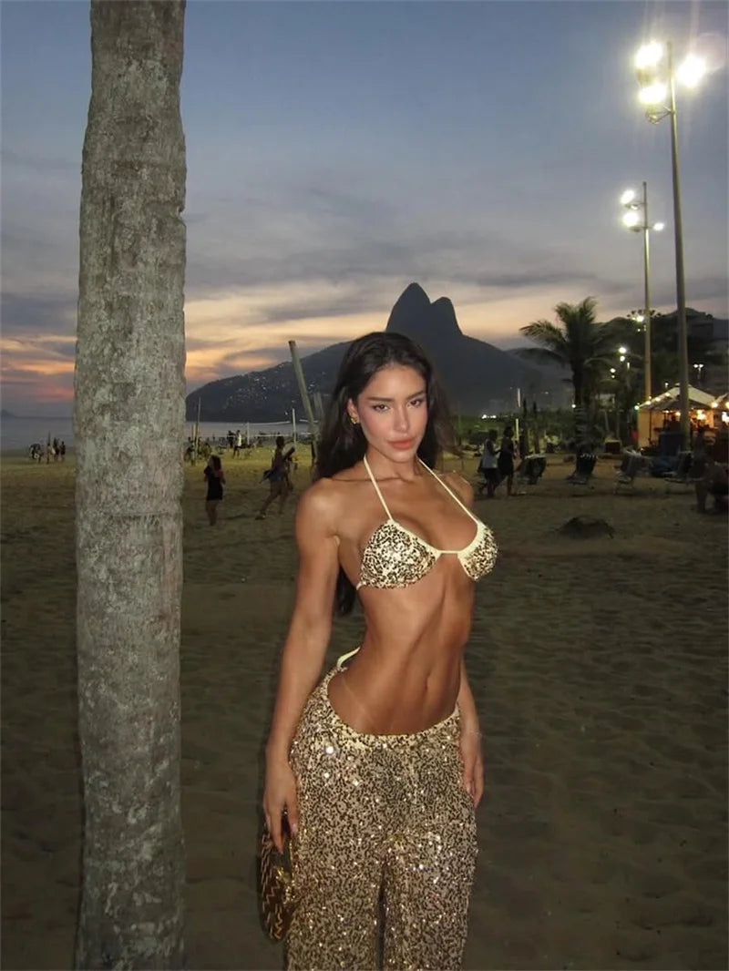 Golden Sequin Two-Piece Set