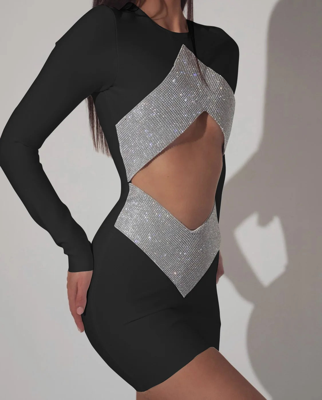 Crystal Cut-Out Bodycon Mini Dress