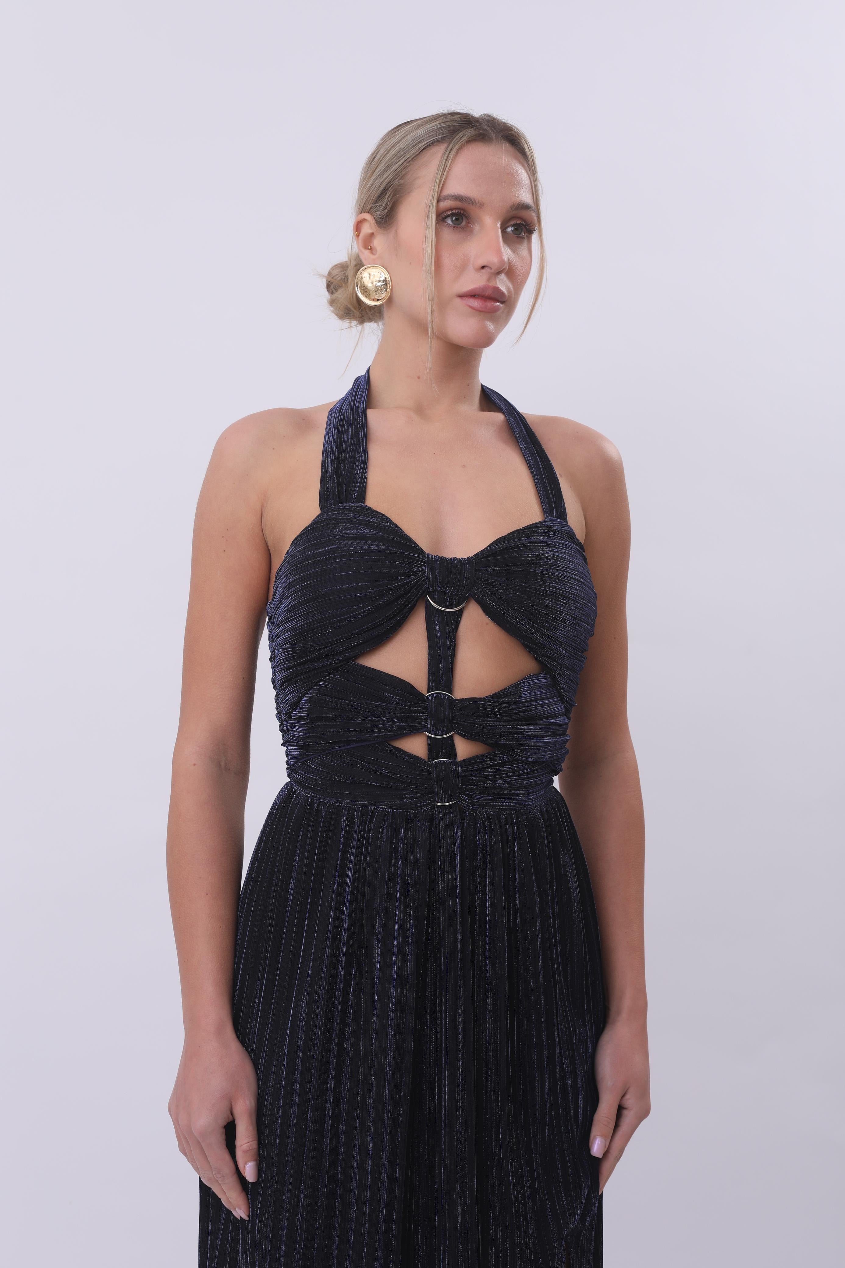 Midnight Shimmer Cut-Out Gown