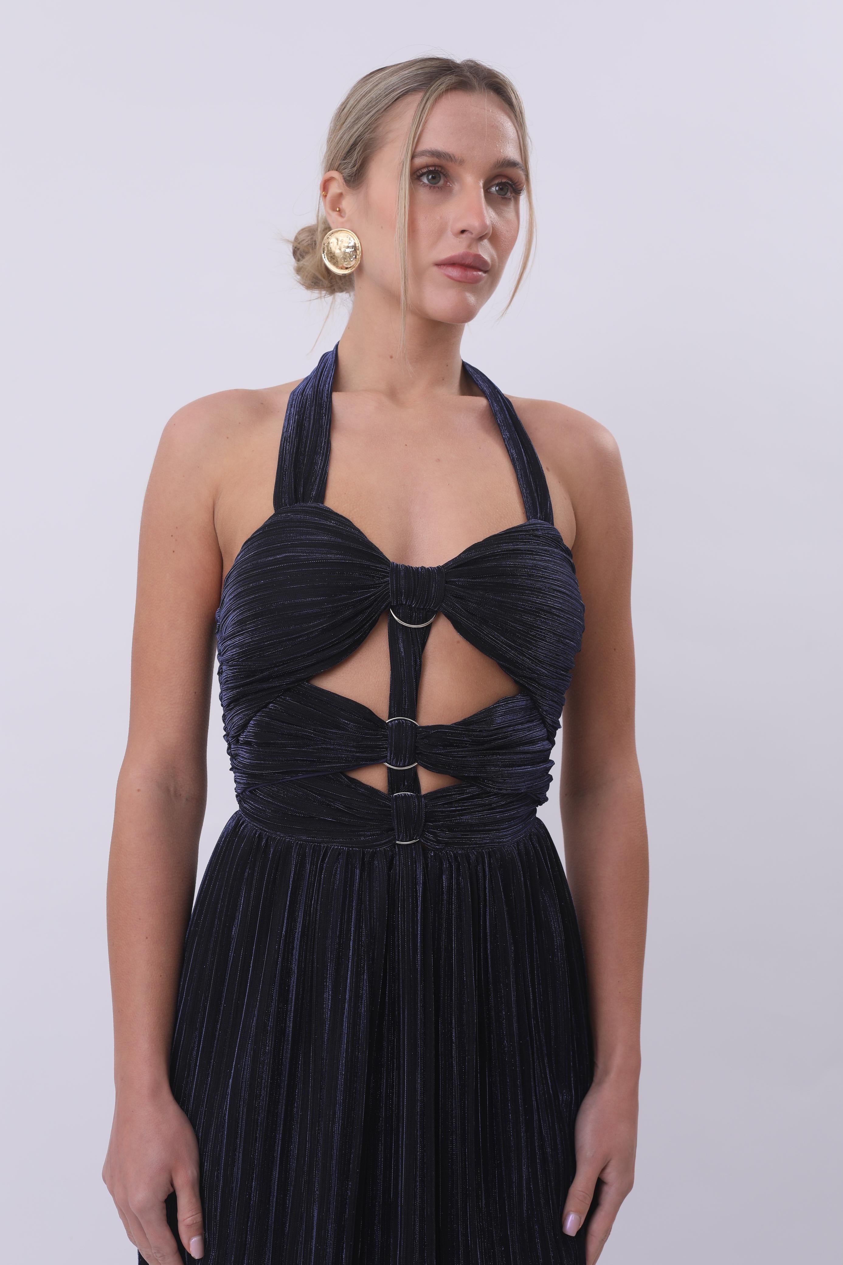 Midnight Shimmer Cut-Out Gown