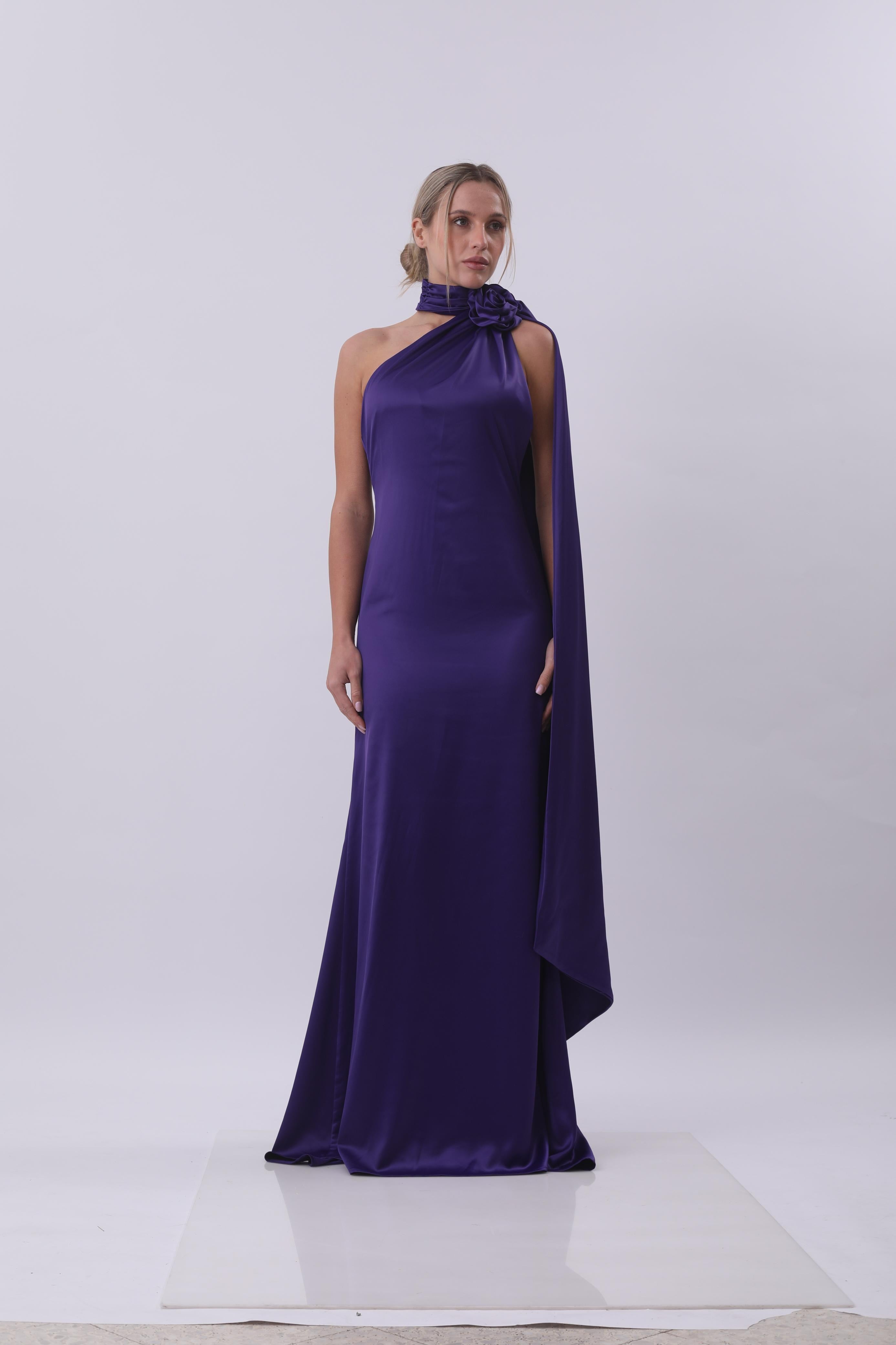 Royal Orchid Satin Gown