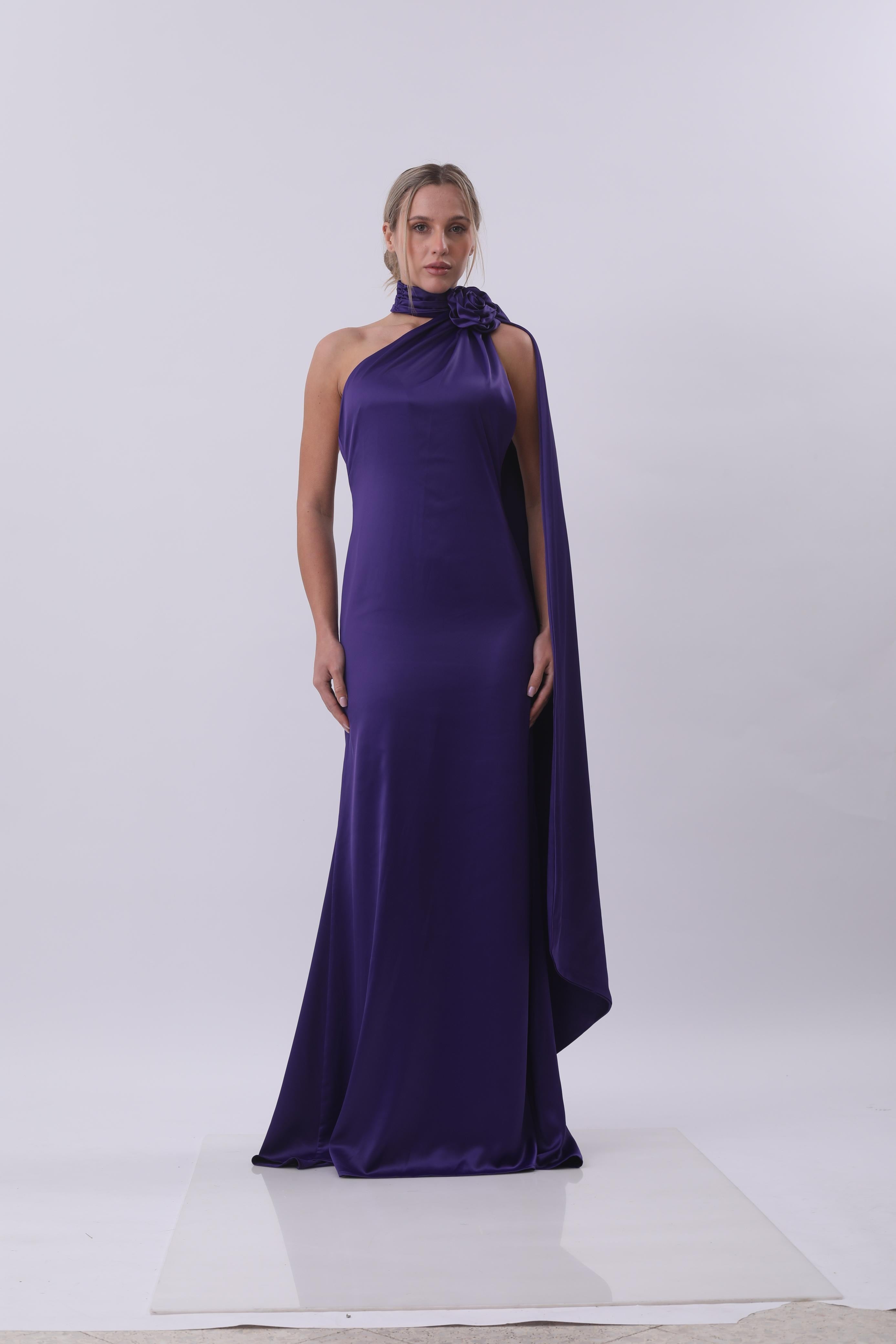 Royal Orchid Satin Gown