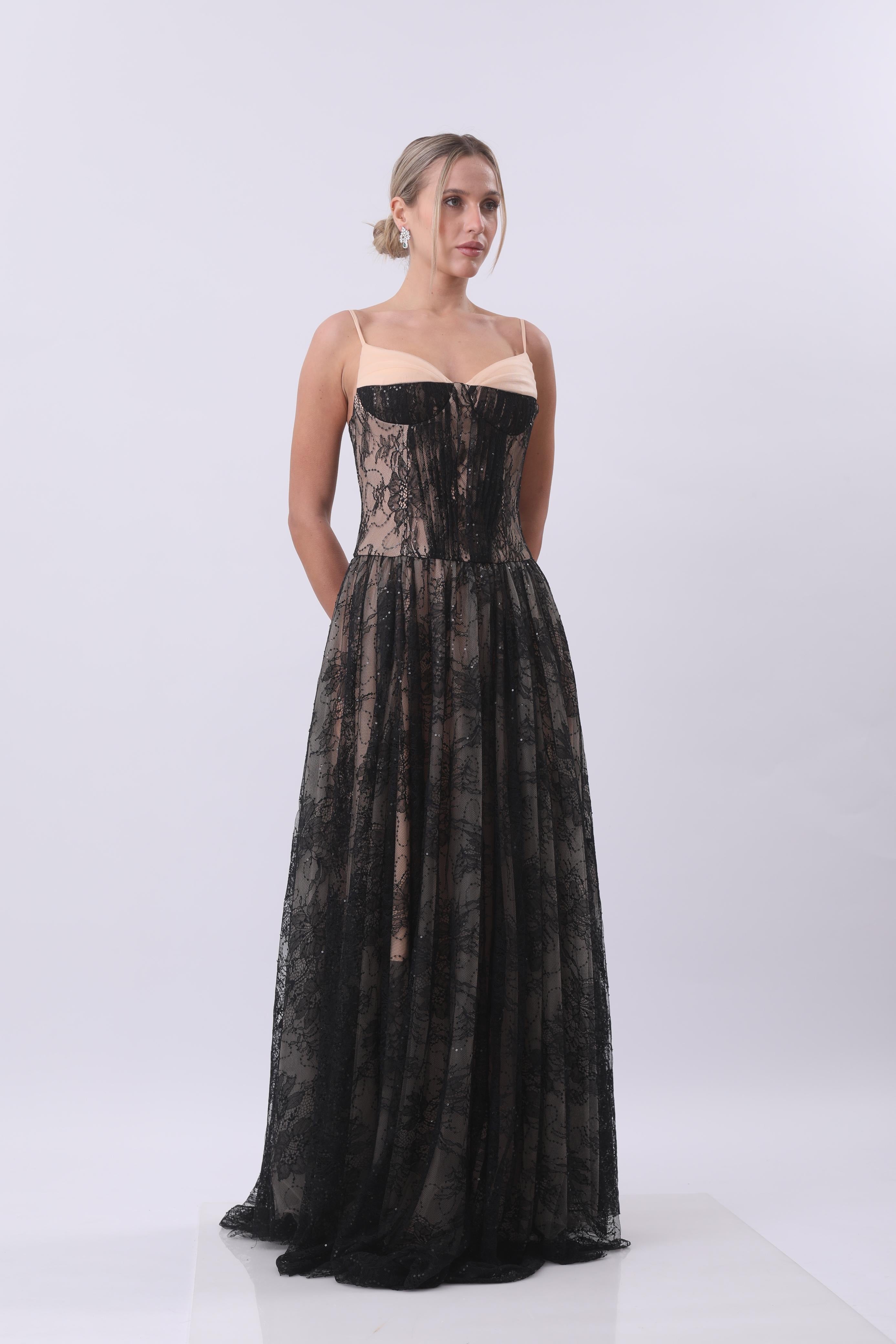 Noir Lace Illusion Gown