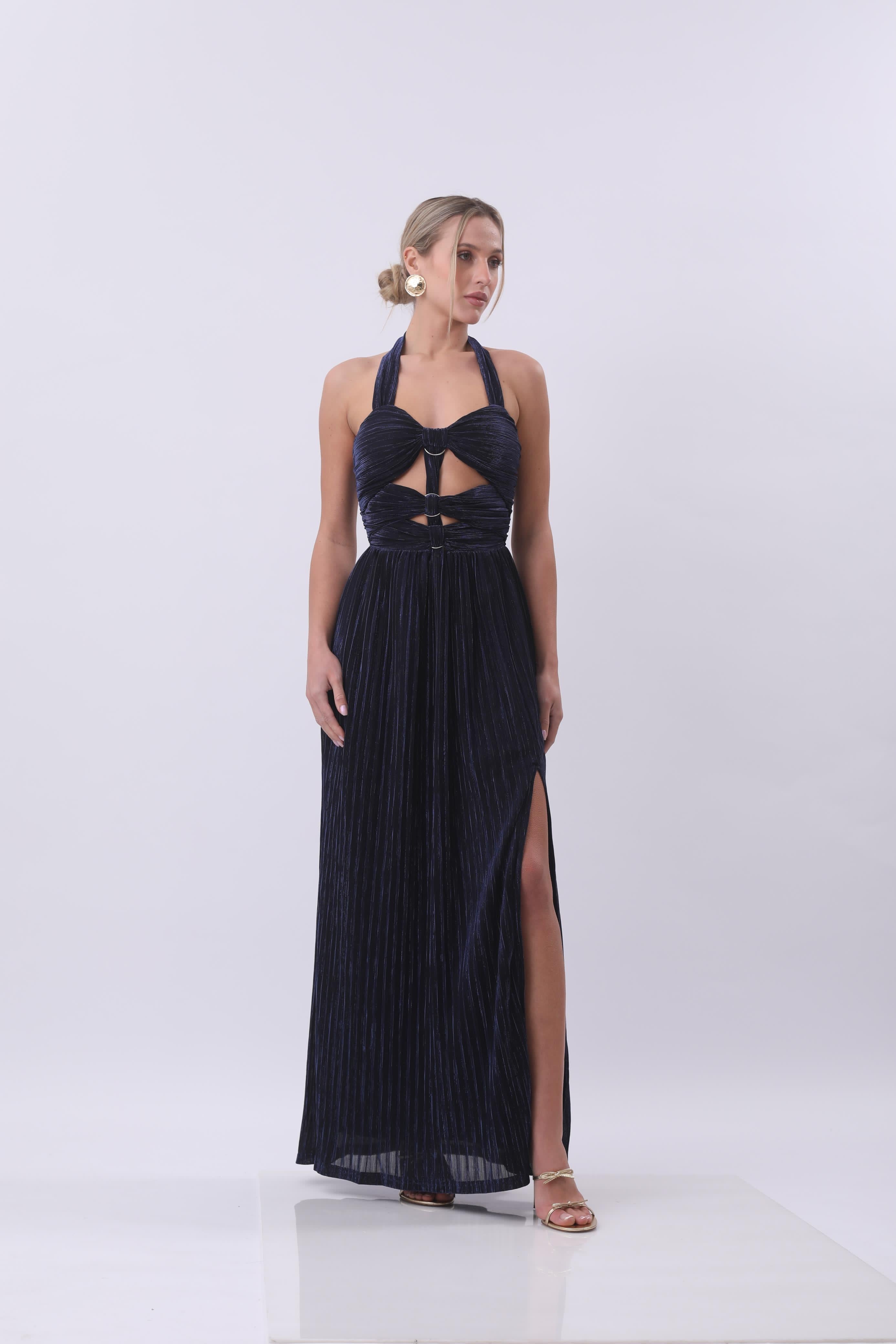 Midnight Shimmer Cut-Out Gown