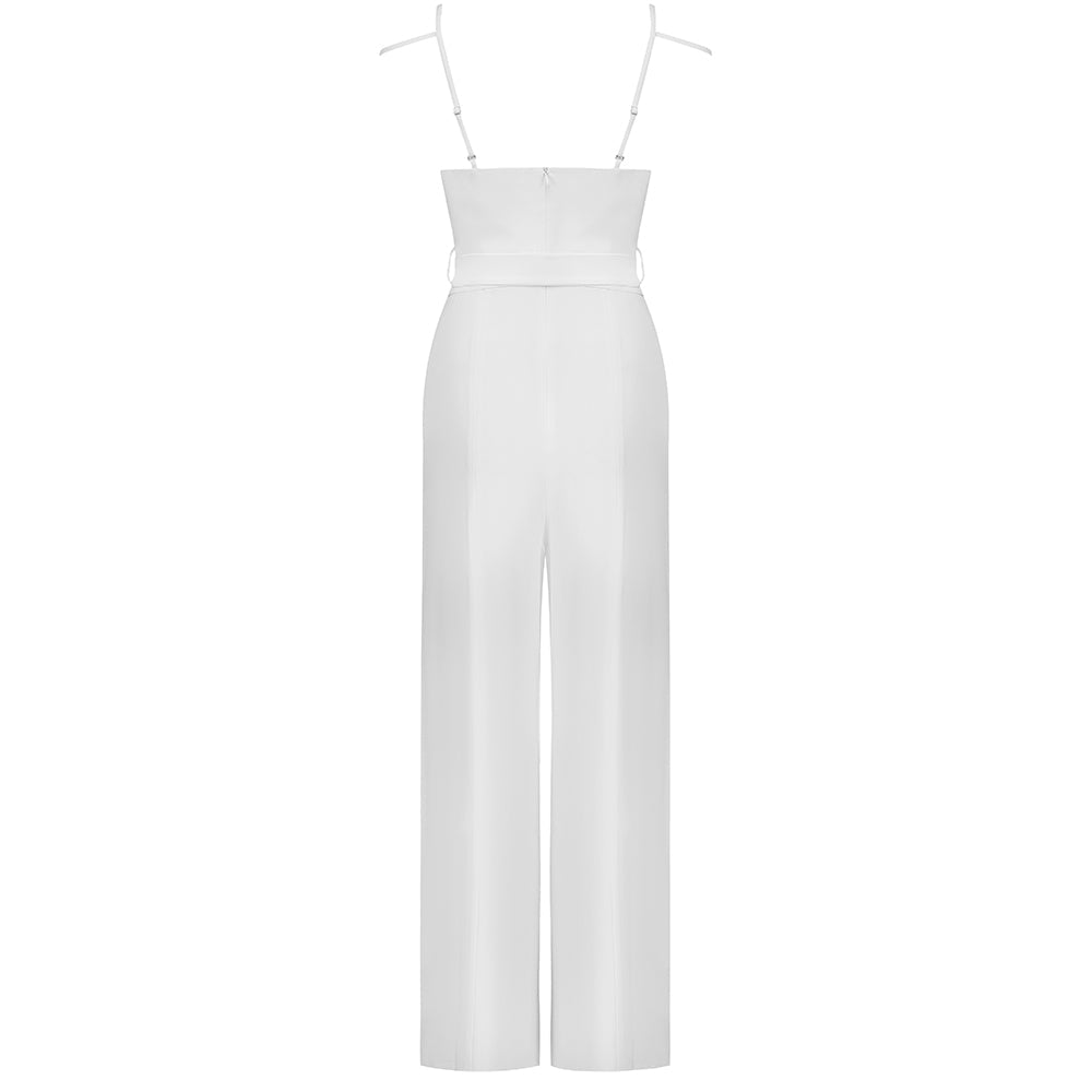 Black and White Cut Out Jumpsuit | Backless Tie-Waist Jumpsuit with Adjustable Straps for Clubwear & Summer Events MYLINE