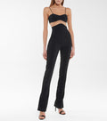 Cutout Black Jumpsuit with Bandeau Top | Sexy Slim Fit with Slit Hem Pants MYLINE