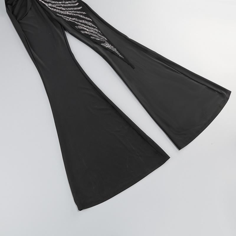 Rhinestone One Sleeve Jumpsuit | Glamorous Crystal Knot Waist Party Outfit MYLINE