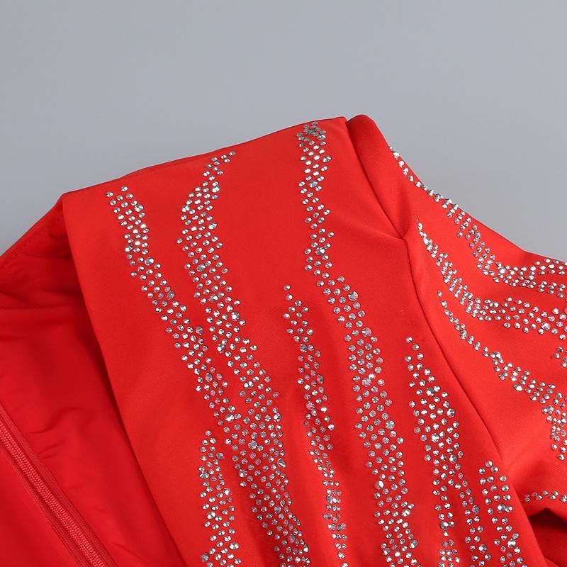 Rhinestone One Sleeve Jumpsuit | Glamorous Crystal Knot Waist Party Outfit MYLINE