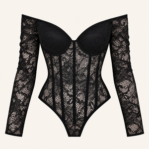 MY LINE After Dark black lace corset
