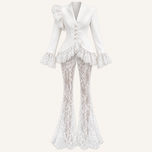 MY LINE Two-Piece Sets white lace suit