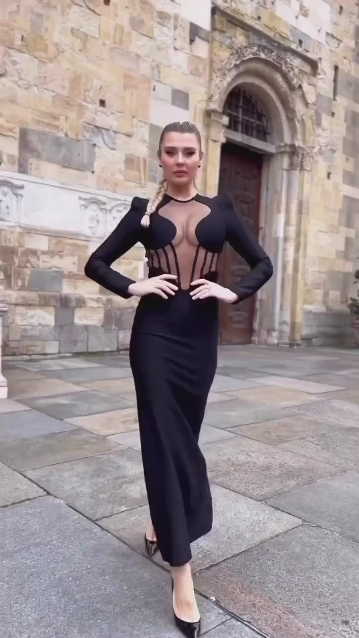 Sculpted Illusion Corset Gown