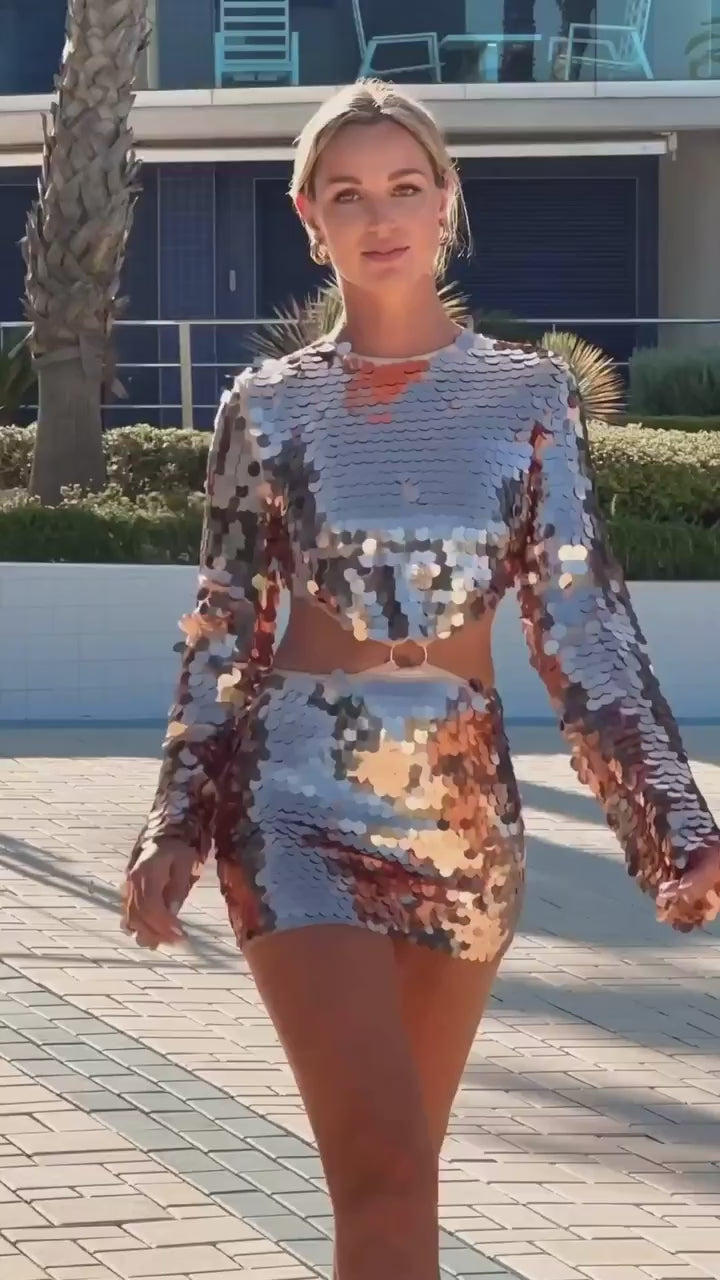 Aurora Sequin Cut-Out Mini Dress