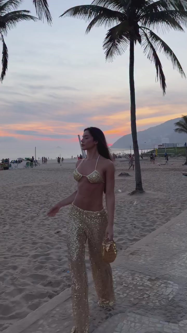 Golden Sequin Two-Piece Set