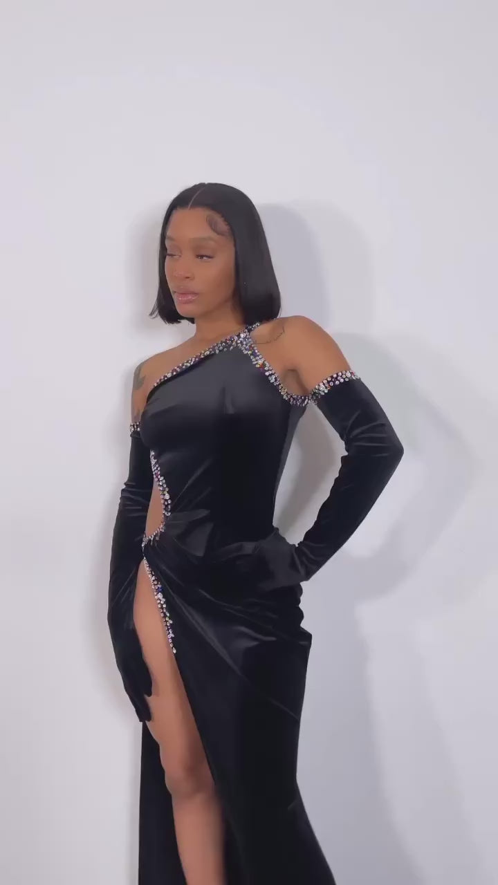 Midnight Luxe Cut-Out Velvet Gown