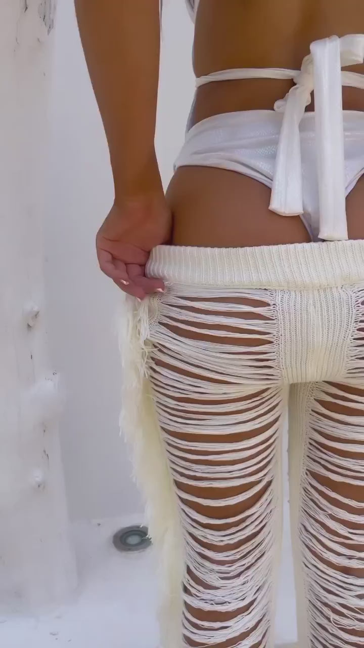 Fringe Cut-Out Statement Pants
